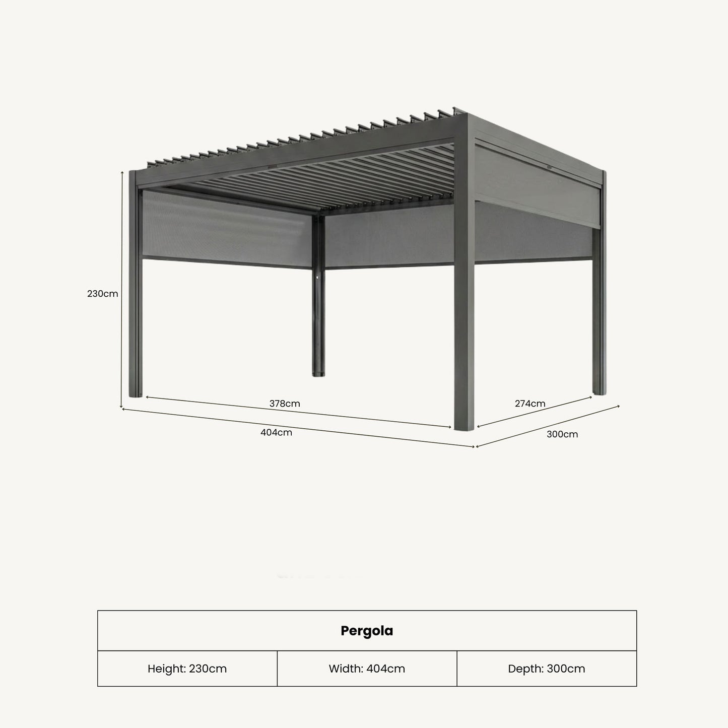 Royal LED 4x3 Pergola without blinds