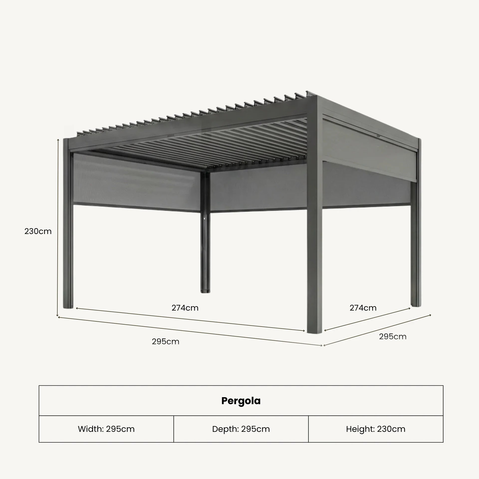 Royal LED 3x3 Pergola without blinds