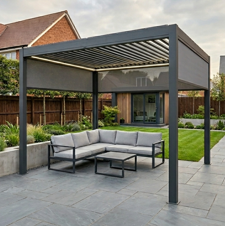 Royal LED 3x3 Pergola with blinds