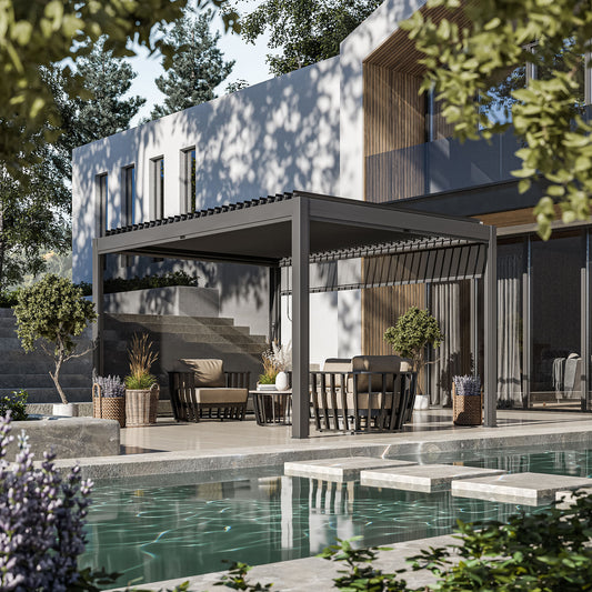 Royal LED 4x3 Pergola with blinds
