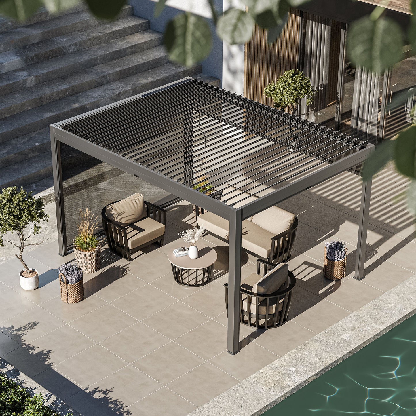Royal LED 4x3 Pergola with blinds