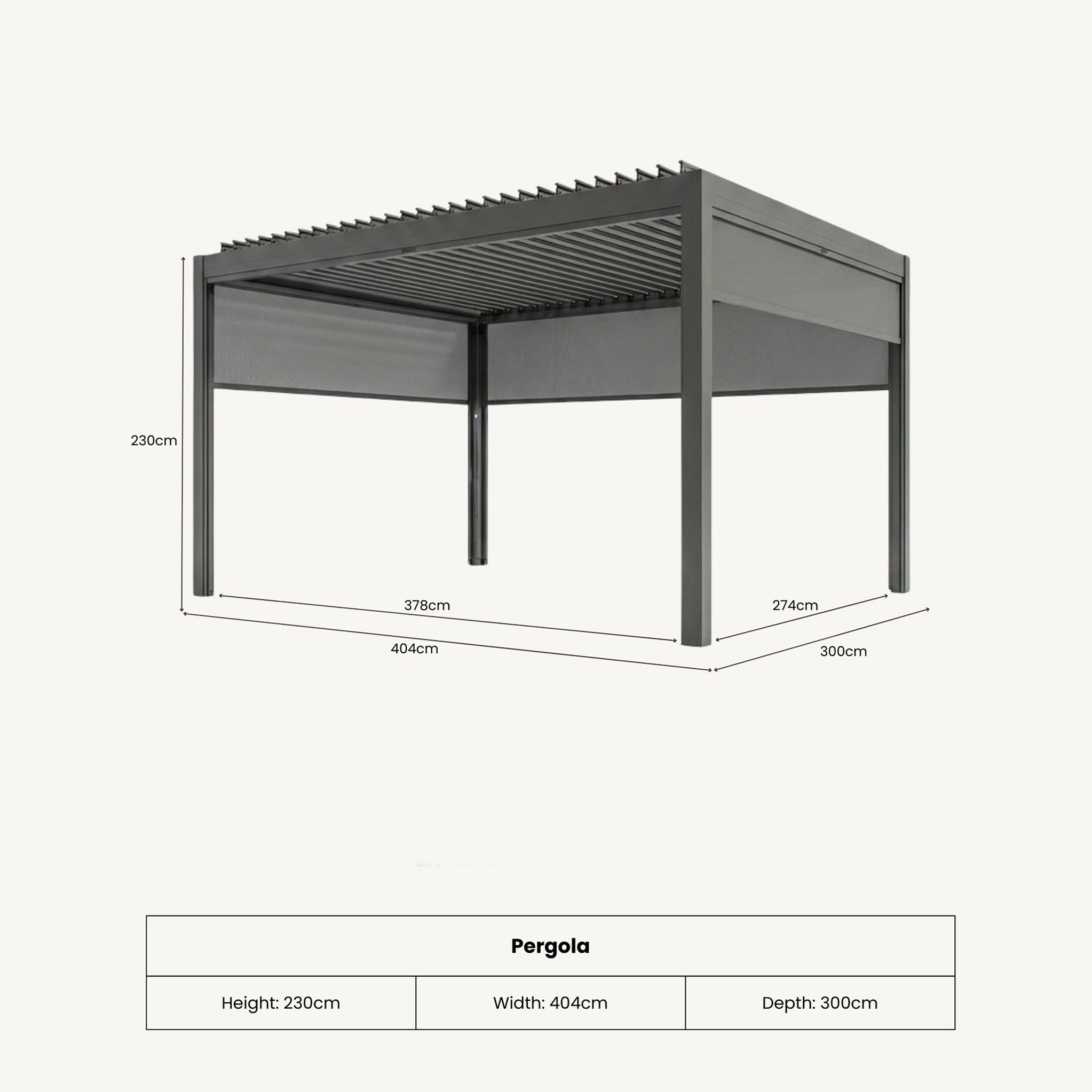 Royal LED 4x3 Pergola with blinds