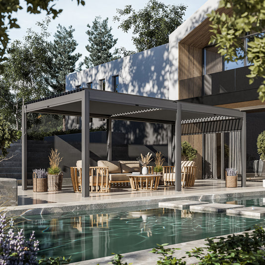 Royal LED 6x3 Pergola with blinds
