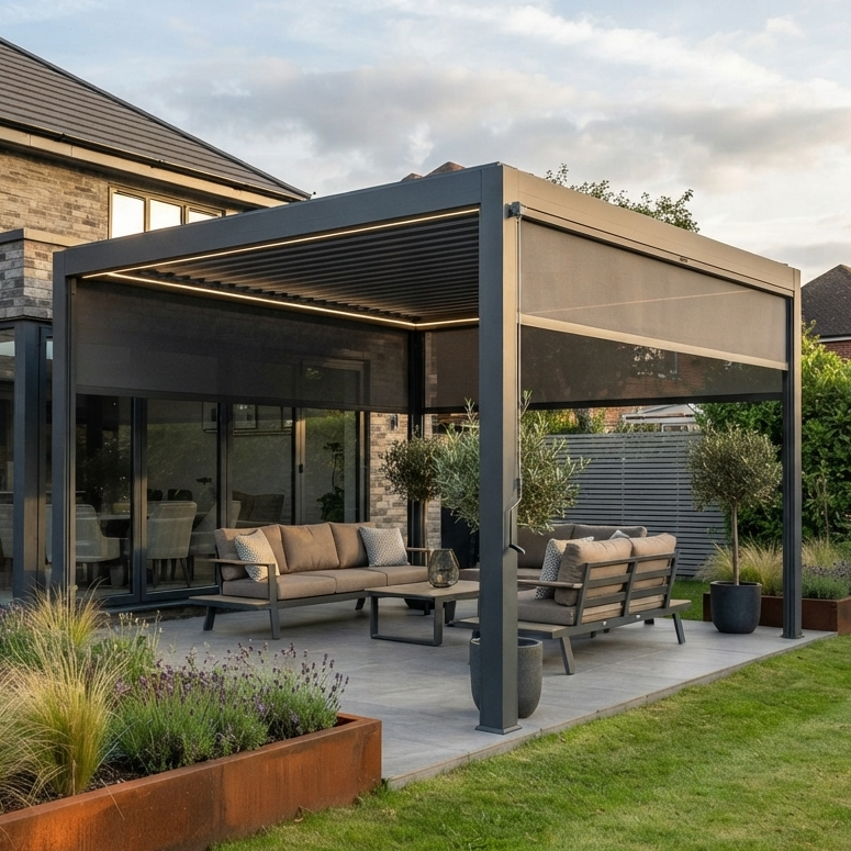 Royal LED 4x3 Pergola with blinds