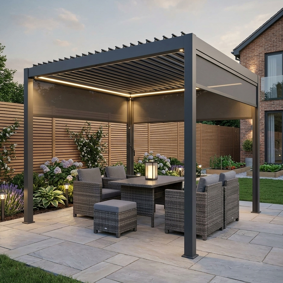 Royal LED 4x3 Pergola with blinds